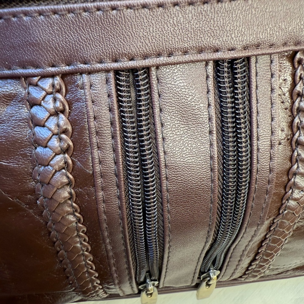 Vintage Elegant Brown Patchwork Leather Handbag - image 5